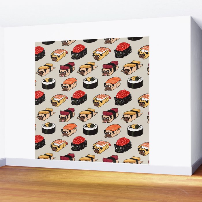 Sushi Pug Wall Mural Gallery Image 2