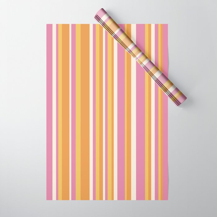 Classic Stripes XXV - Pink Orange Yellow Wrapping Paper Gallery Image 1
