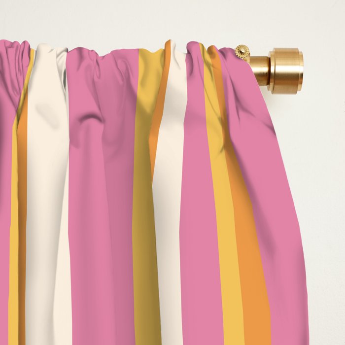 Classic Stripes XXV - Pink Orange Yellow Window Curtain Gallery Image 2