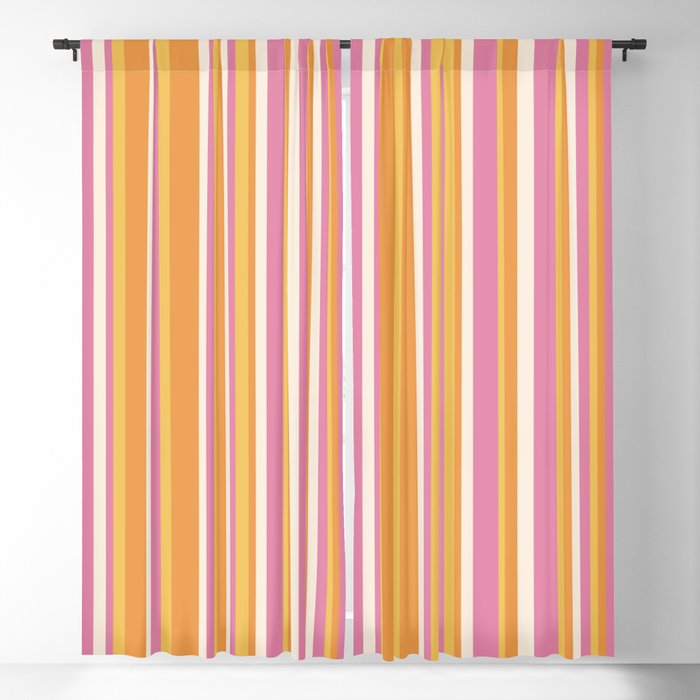 Classic Stripes XXV - Pink Orange Yellow Window Curtain Gallery Image 1