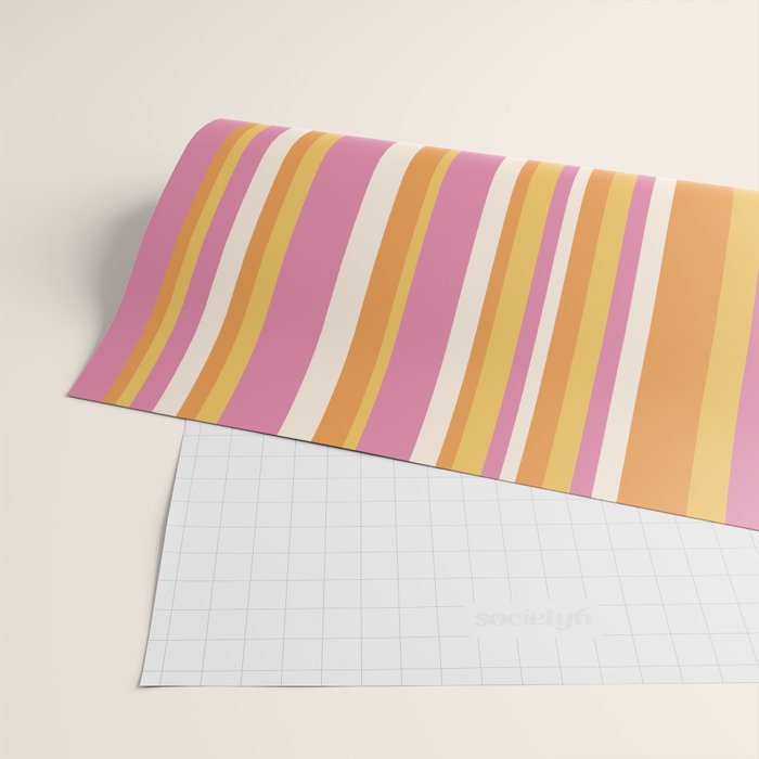 Classic Stripes XXV - Pink Orange Yellow Wrapping Paper Gallery Image 2