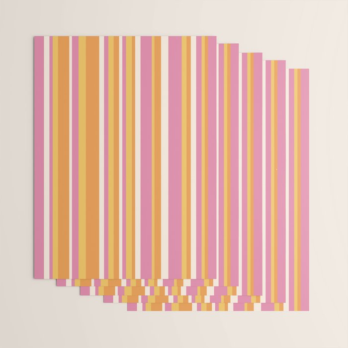 Classic Stripes XXV - Pink Orange Yellow Wrapping Paper Gallery Image 3