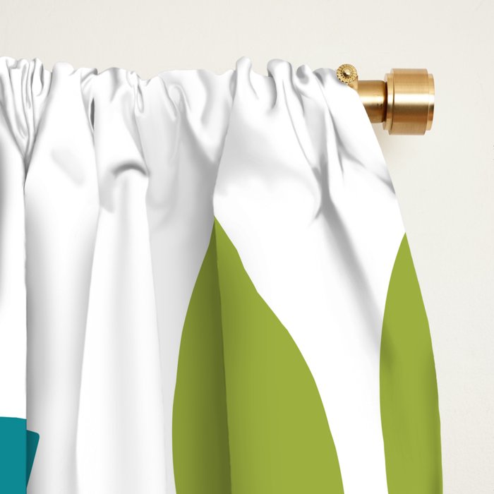 Bold Colorful Teal Green Navy Dahlia Flower Burst Petals Window Curtain Gallery Image 2