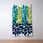 Bold Colorful Teal Green Navy Dahlia Flower Burst Petals Window Curtain Gallery Image 3