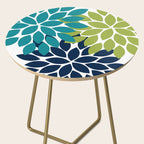 Bold Colorful Teal Green Navy Dahlia Flower Burst Petals Side Table Gallery Image 2