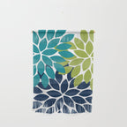Bold Colorful Teal Green Navy Dahlia Flower Burst Petals Wall Hanging Gallery Image 1