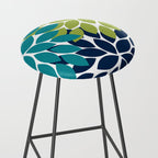 Bold Colorful Teal Green Navy Dahlia Flower Burst Petals Stool Gallery Image 2