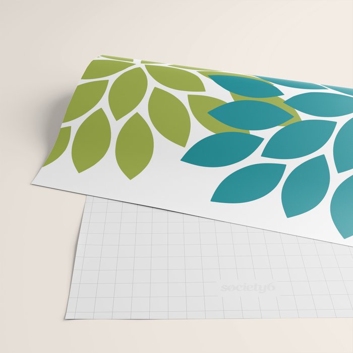 Bold Colorful Teal Green Navy Dahlia Flower Burst Petals Wrapping Paper Gallery Image 2