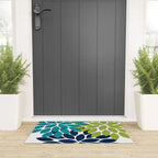 Bold Colorful Teal Green Navy Dahlia Flower Burst Petals Welcome Mat Gallery Image 3