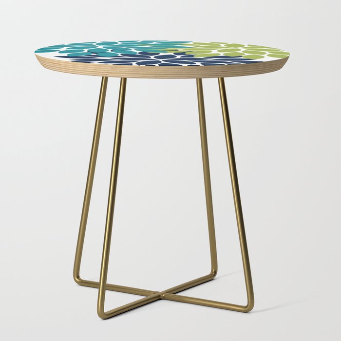 Bold Colorful Teal Green Navy Dahlia Flower Burst Petals Side Table Gallery Image 1