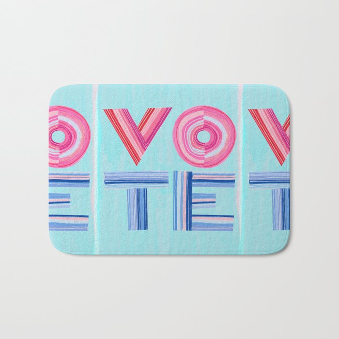 Vote Hand Lettering on Blue Watercolor Background Bath Mat Gallery Image 1