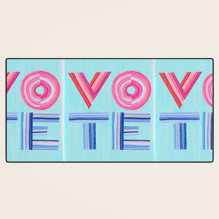 Vote Hand Lettering on Blue Watercolor Background Desk Mat Gallery Image 3