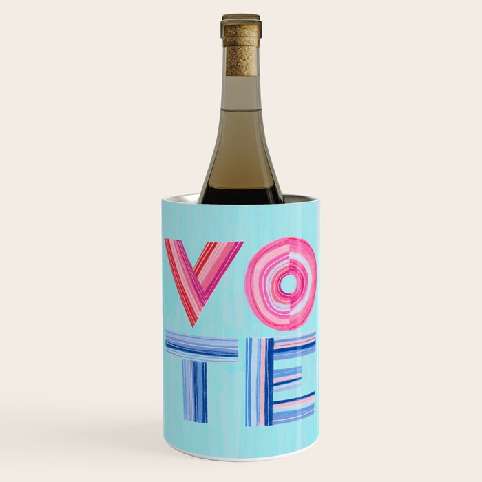 Vote Hand Lettering on Blue Watercolor Background Wine Chiller Gallery Image 1