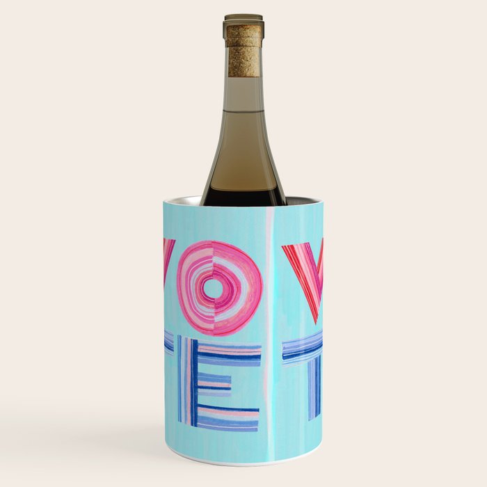 Vote Hand Lettering on Blue Watercolor Background Wine Chiller Gallery Image 2