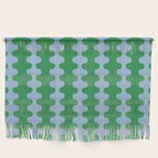 Bold Fun Ogee A-Go-Go Vertical Stripes Pattern in Kelly Green and Light Blue Wall Hanging Gallery Image 1