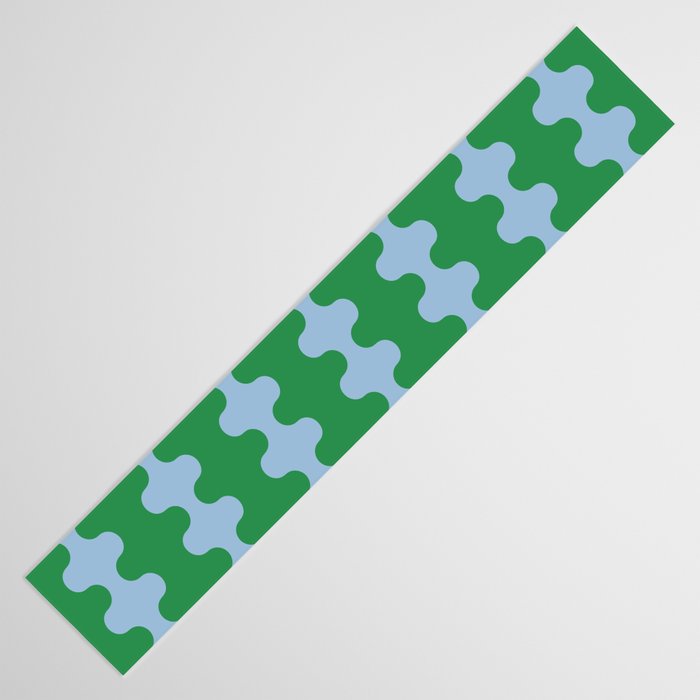 Bold Fun Ogee A-Go-Go Vertical Stripes Pattern in Kelly Green and Light Blue Table Runner Gallery Image 3