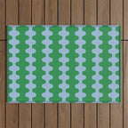 Bold Fun Ogee A-Go-Go Vertical Stripes Pattern in Kelly Green and Light Blue Outdoor Rug Gallery Image 1