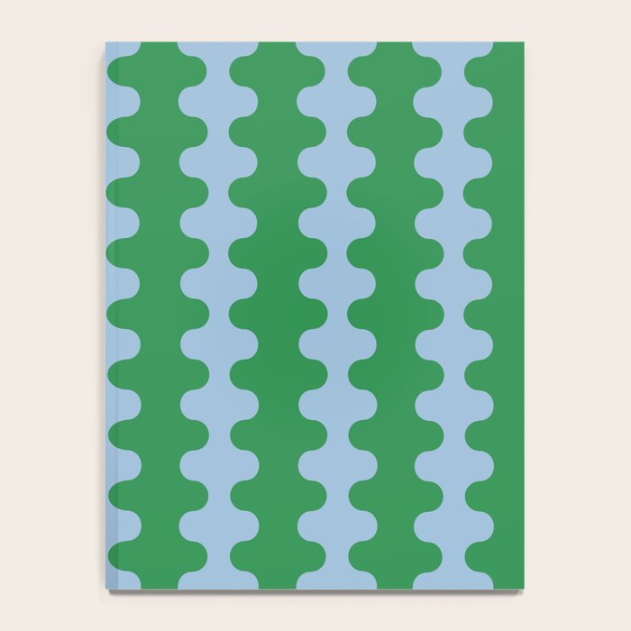 Bold Fun Ogee A-Go-Go Vertical Stripes Pattern in Kelly Green and Light Blue Notebook Gallery Image 4