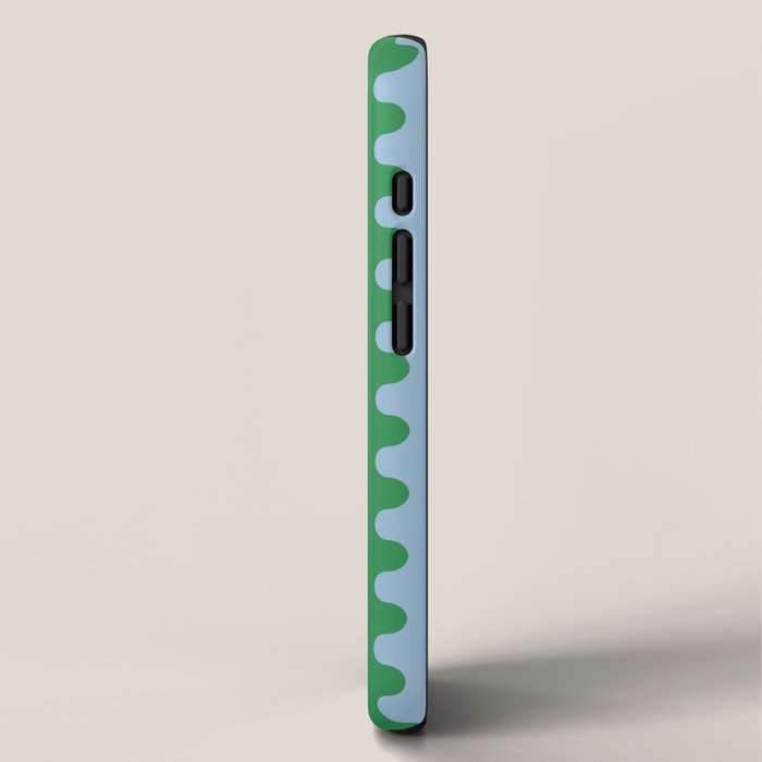 Bold Fun Ogee A-Go-Go Vertical Stripes Pattern in Kelly Green and Light Blue iPhone Case Gallery Image 2
