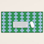 Bold Fun Ogee A-Go-Go Vertical Stripes Pattern in Kelly Green and Light Blue Desk Mat Gallery Image 1