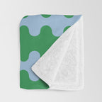 Bold Fun Ogee A-Go-Go Vertical Stripes Pattern in Kelly Green and Light Blue Throw Blanket Gallery Image 3