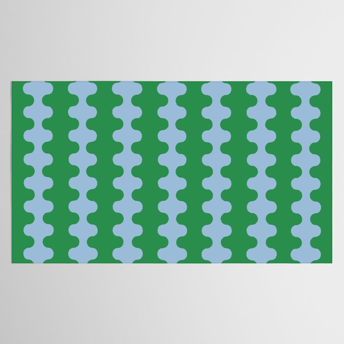 Bold Fun Ogee A-Go-Go Vertical Stripes Pattern in Kelly Green and Light Blue Tablecloth Gallery Image 2