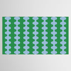 Bold Fun Ogee A-Go-Go Vertical Stripes Pattern in Kelly Green and Light Blue Tablecloth Gallery Image 2
