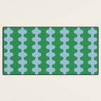 Bold Fun Ogee A-Go-Go Vertical Stripes Pattern in Kelly Green and Light Blue Desk Mat Gallery Image 3