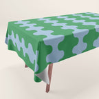 Bold Fun Ogee A-Go-Go Vertical Stripes Pattern in Kelly Green and Light Blue Tablecloth Gallery Image 1
