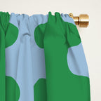 Bold Fun Ogee A-Go-Go Vertical Stripes Pattern in Kelly Green and Light Blue Window Curtain Gallery Image 2