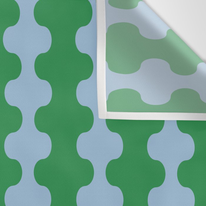 Bold Fun Ogee A-Go-Go Vertical Stripes Pattern in Kelly Green and Light Blue Wall Tapestry Gallery Image 3