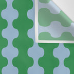 Bold Fun Ogee A-Go-Go Vertical Stripes Pattern in Kelly Green and Light Blue Wall Tapestry Gallery Image 3