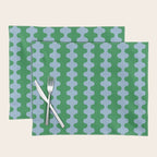 Bold Fun Ogee A-Go-Go Vertical Stripes Pattern in Kelly Green and Light Blue Placemat Gallery Image 1
