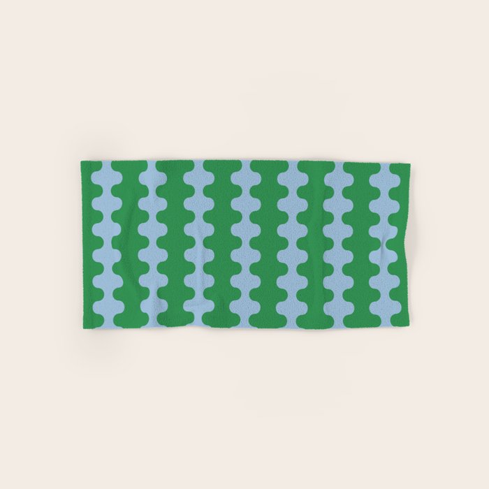 Bold Fun Ogee A-Go-Go Vertical Stripes Pattern in Kelly Green and Light Blue Bath Towel Gallery Image 1
