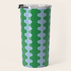 Bold Fun Ogee A-Go-Go Vertical Stripes Pattern in Kelly Green and Light Blue Travel Mug Gallery Image 3