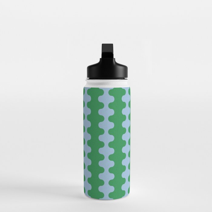 Bold Fun Ogee A-Go-Go Vertical Stripes Pattern in Kelly Green and Light Blue Water Bottle Gallery Image 3