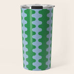 Bold Fun Ogee A-Go-Go Vertical Stripes Pattern in Kelly Green and Light Blue Travel Mug Gallery Image 1