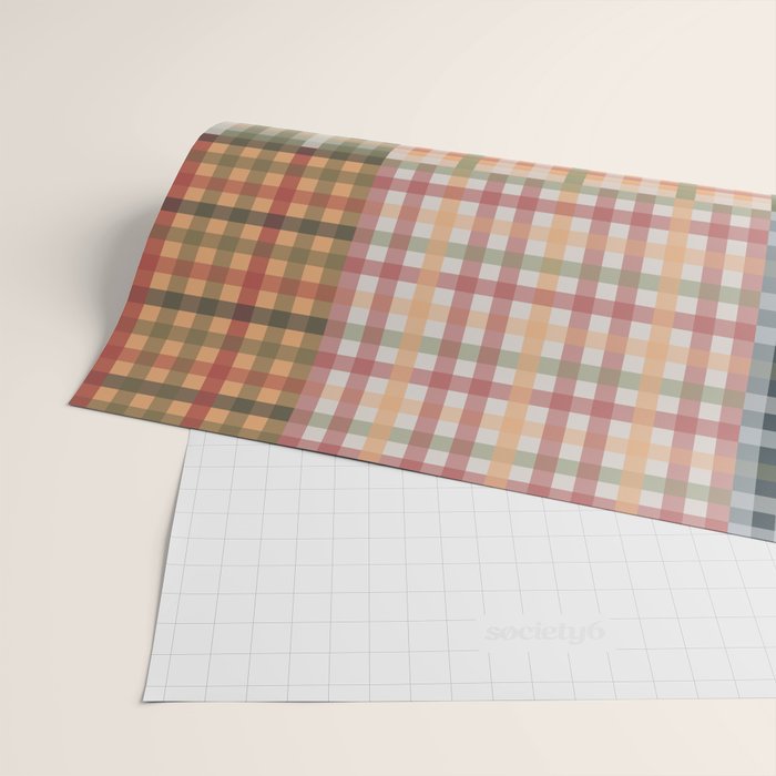 Gingham Patchwork Eclectic Autumn Plaid Pattern Wrapping Paper Gallery Image 2