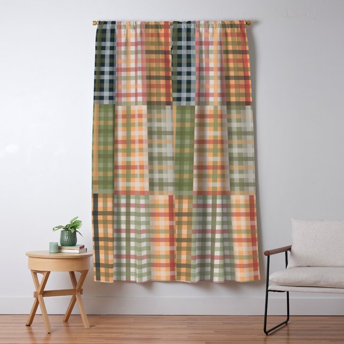 Gingham Patchwork Eclectic Autumn Plaid Pattern Window Curtain Gallery Image 5
