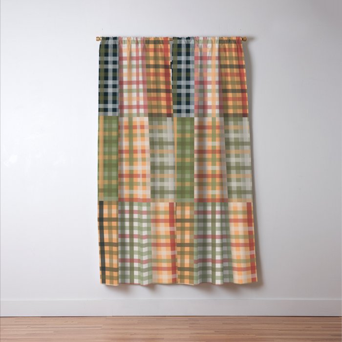 Gingham Patchwork Eclectic Autumn Plaid Pattern Window Curtain Gallery Image 3