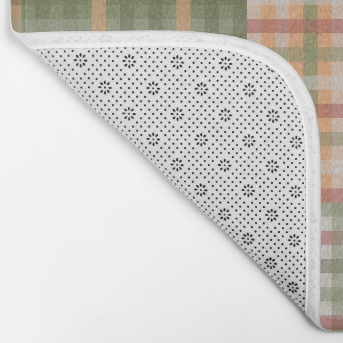 Gingham Patchwork Eclectic Autumn Plaid Pattern Bath Mat Gallery Image 2