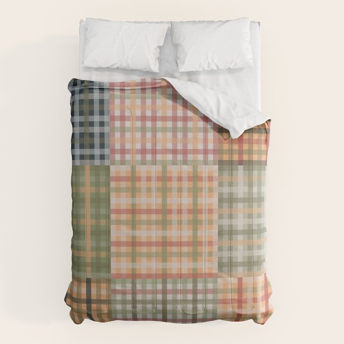 Gingham Patchwork Eclectic Autumn Plaid Pattern Comforter Gallery Image 6