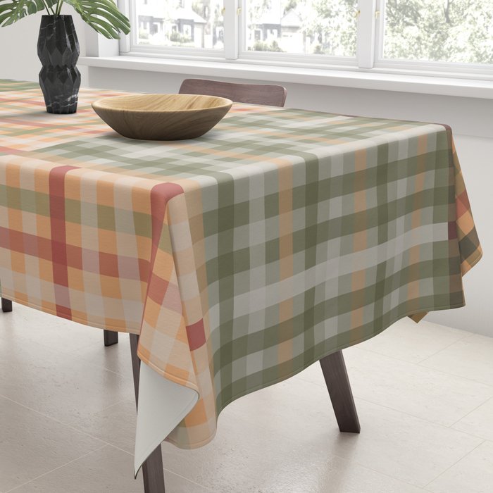 Gingham Patchwork Eclectic Autumn Plaid Pattern Tablecloth Gallery Image 3