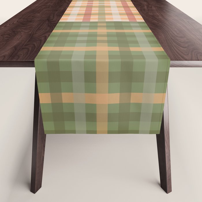 Gingham Patchwork Eclectic Autumn Plaid Pattern Table Runner Gallery Image 1