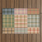 Gingham Patchwork Eclectic Autumn Plaid Pattern Outdoor Rug Gallery Image 1