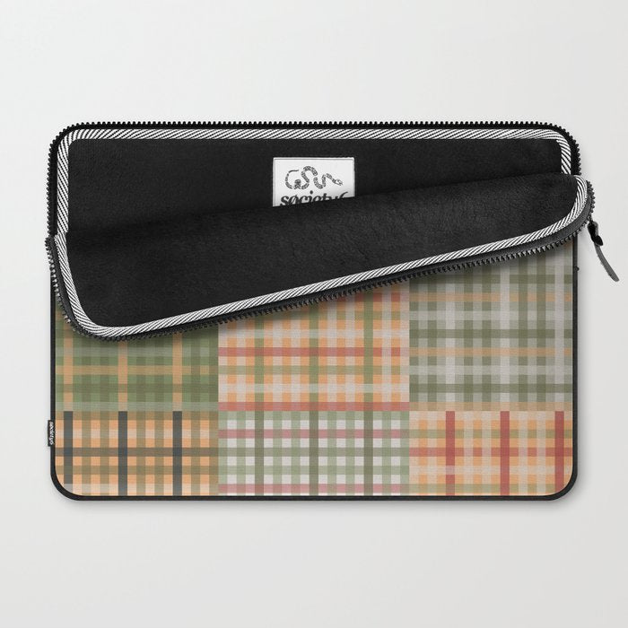 Gingham Patchwork Eclectic Autumn Plaid Pattern Laptop Sleeve Gallery Image 2