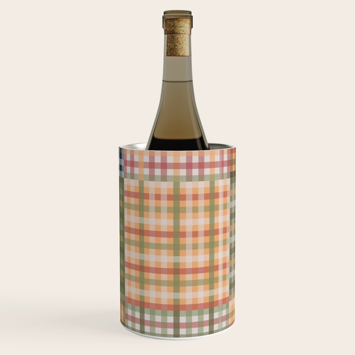 Gingham Patchwork Eclectic Autumn Plaid Pattern Wine Chiller Gallery Image 1