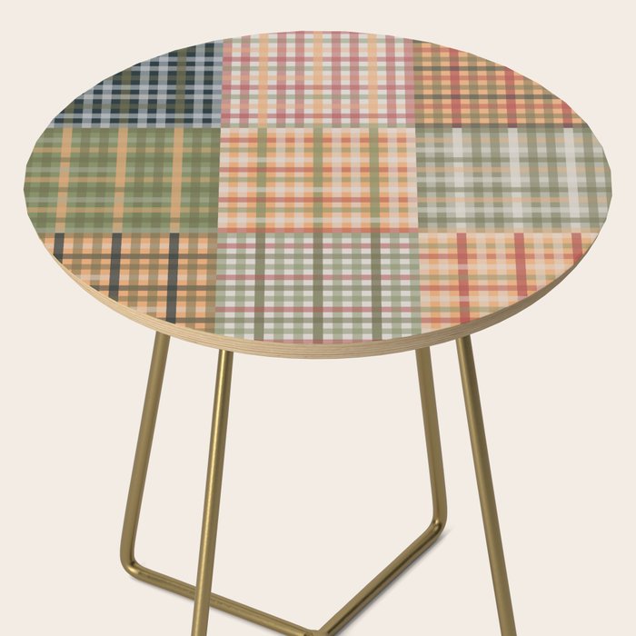 Gingham Patchwork Eclectic Autumn Plaid Pattern Side Table Gallery Image 2
