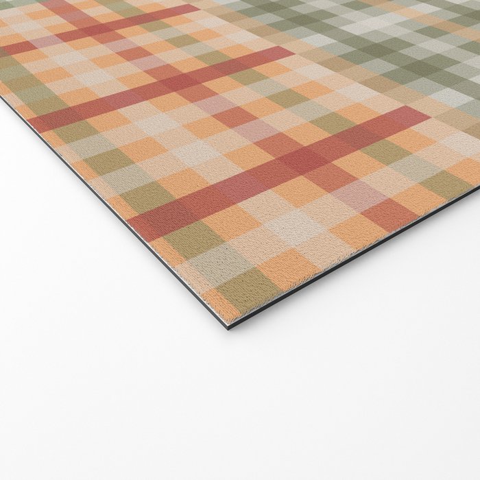 Gingham Patchwork Eclectic Autumn Plaid Pattern Welcome Mat Gallery Image 2