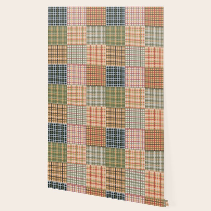 Gingham Patchwork Eclectic Autumn Plaid Pattern Wallpaper Gallery Image 2